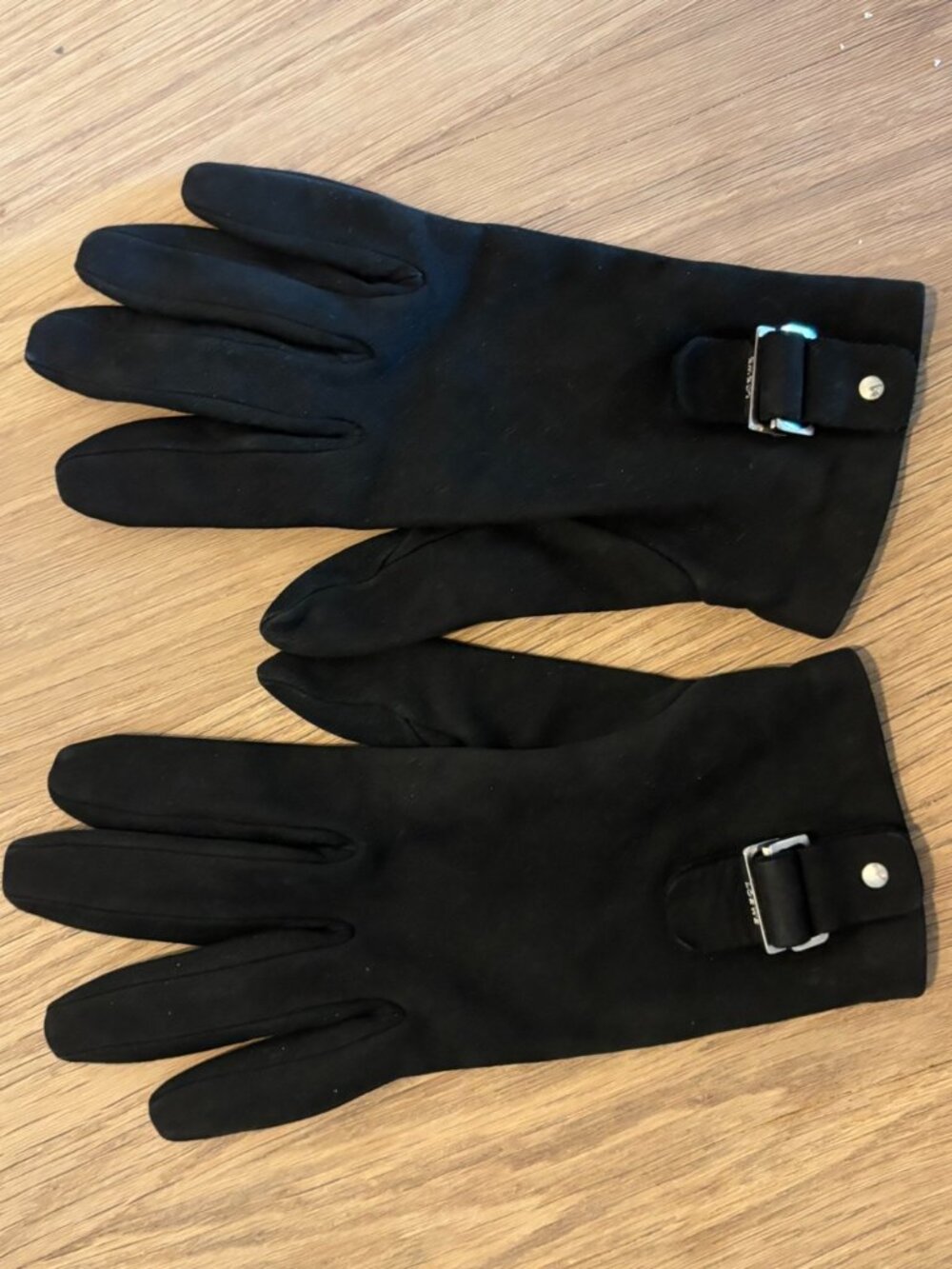LOEWE Black Gloves Size 7 Logo Buckle Strap Designer